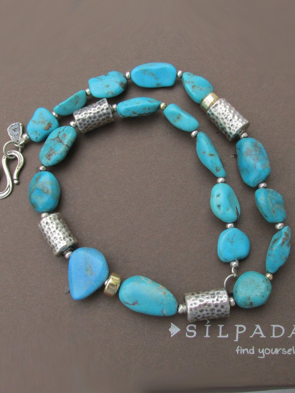 MIB Rare SILPADA Sterling Silver Chunky Turquoise Bead Necklace N0849